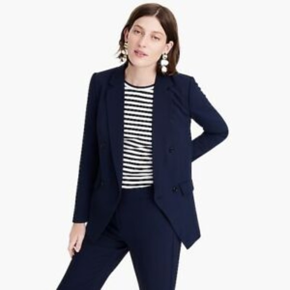 NWT J.Crew Navy Double Breasted Blazer, sz 4 long - Picture 2 of 9